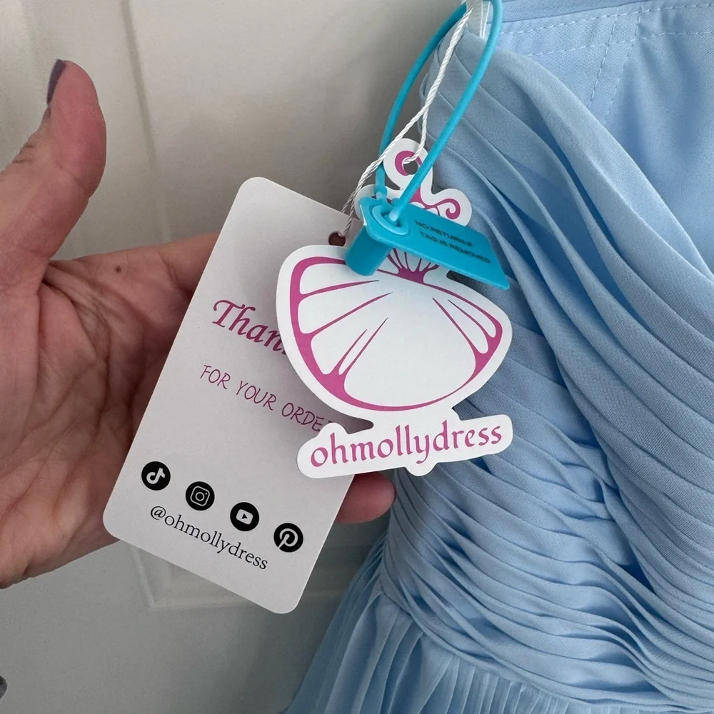 Oh Molly Light Blue Tiered Chiffon Dress - Picture 5 of 6